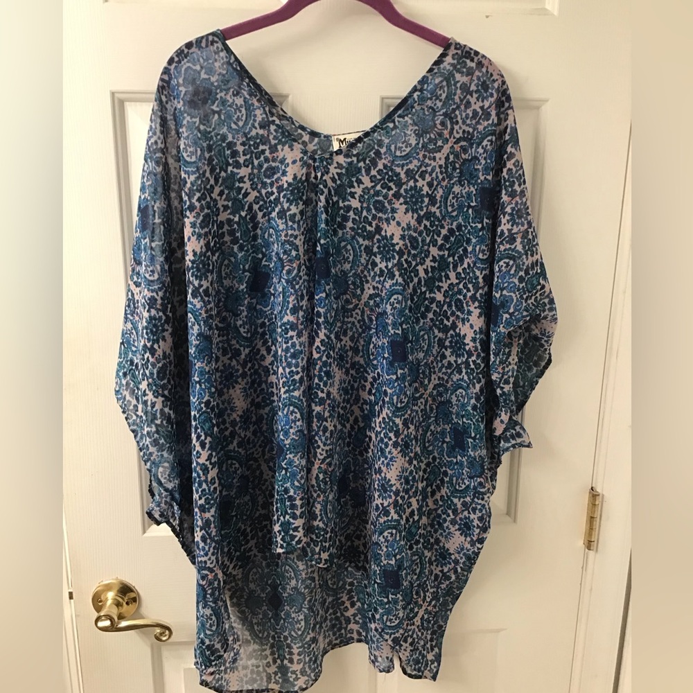 SHOW ME YOUR MUMU SZ S SHEER PONCHO TOP COVER UP MULTI USE EUC